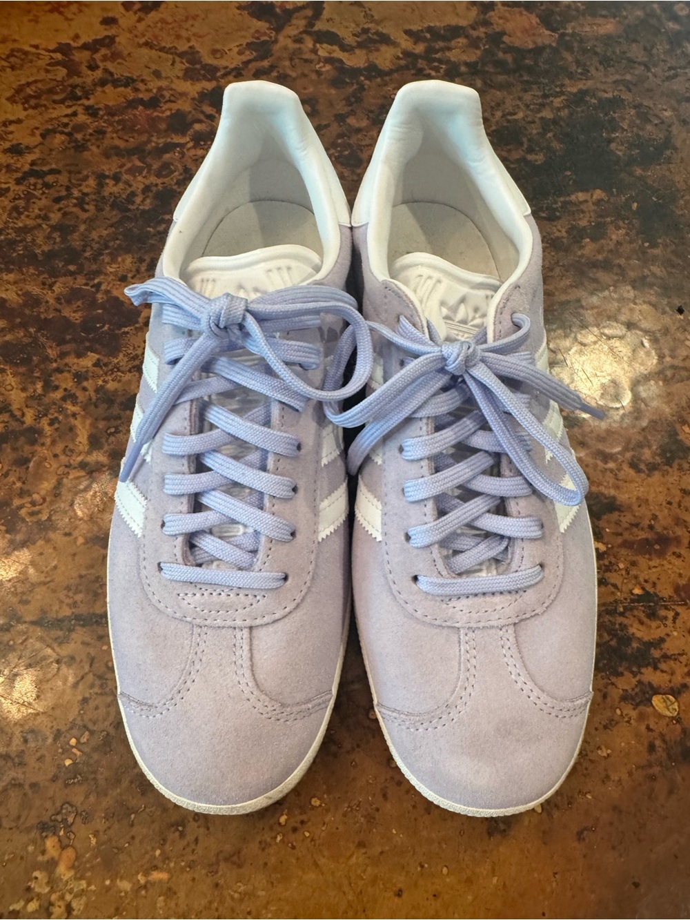 Adidas Gazelle Lilac Suede Lace-Up Sneakers with White Stripe